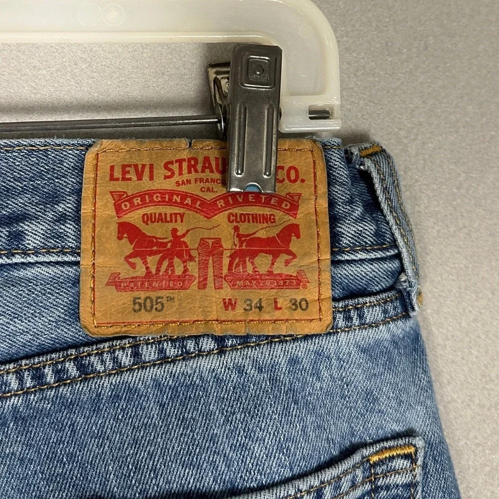 Levis 505 Jeans Mens 34X30 Blue Regular Fit Straight Leg 5-Pocket Denim Pants